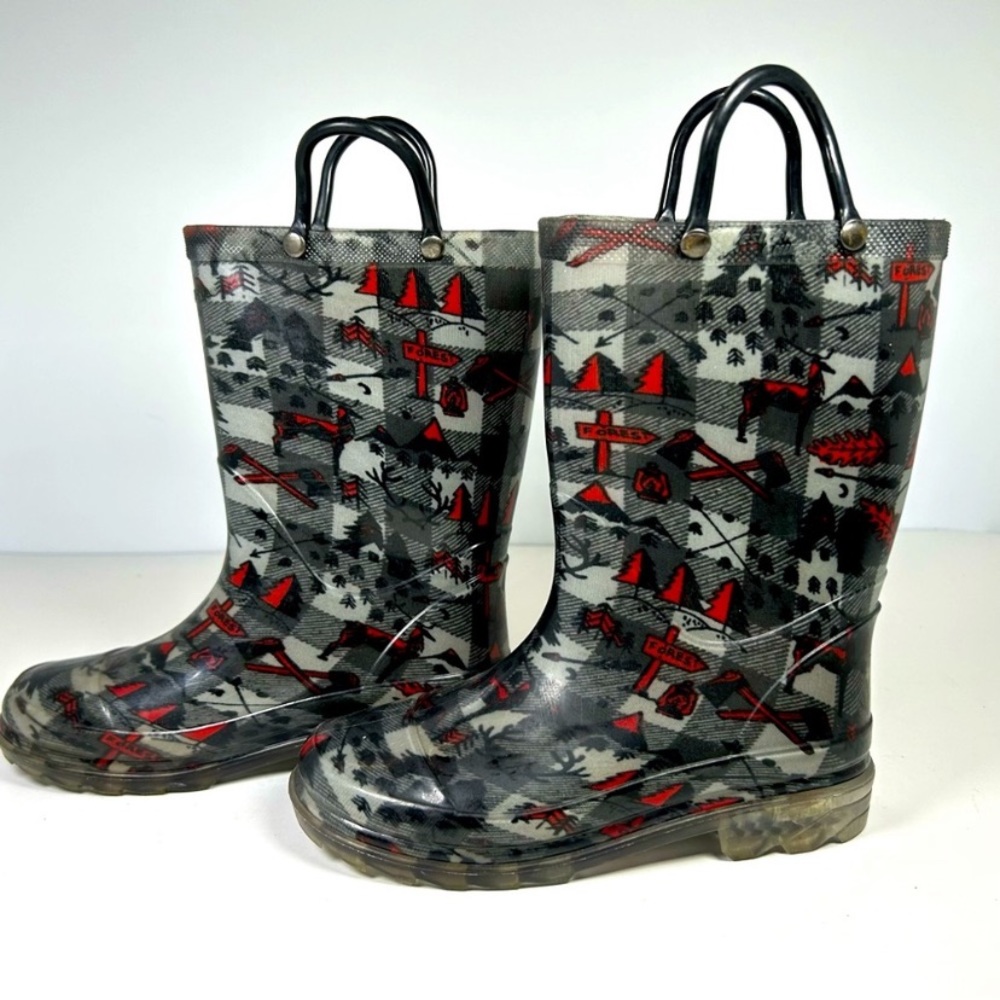 Western Chief Forest Camping Lighted Rain Boots Size 7/8 Toddler